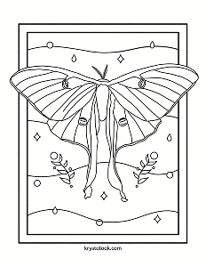 Preview of Free April Luna Moth Coloring Page