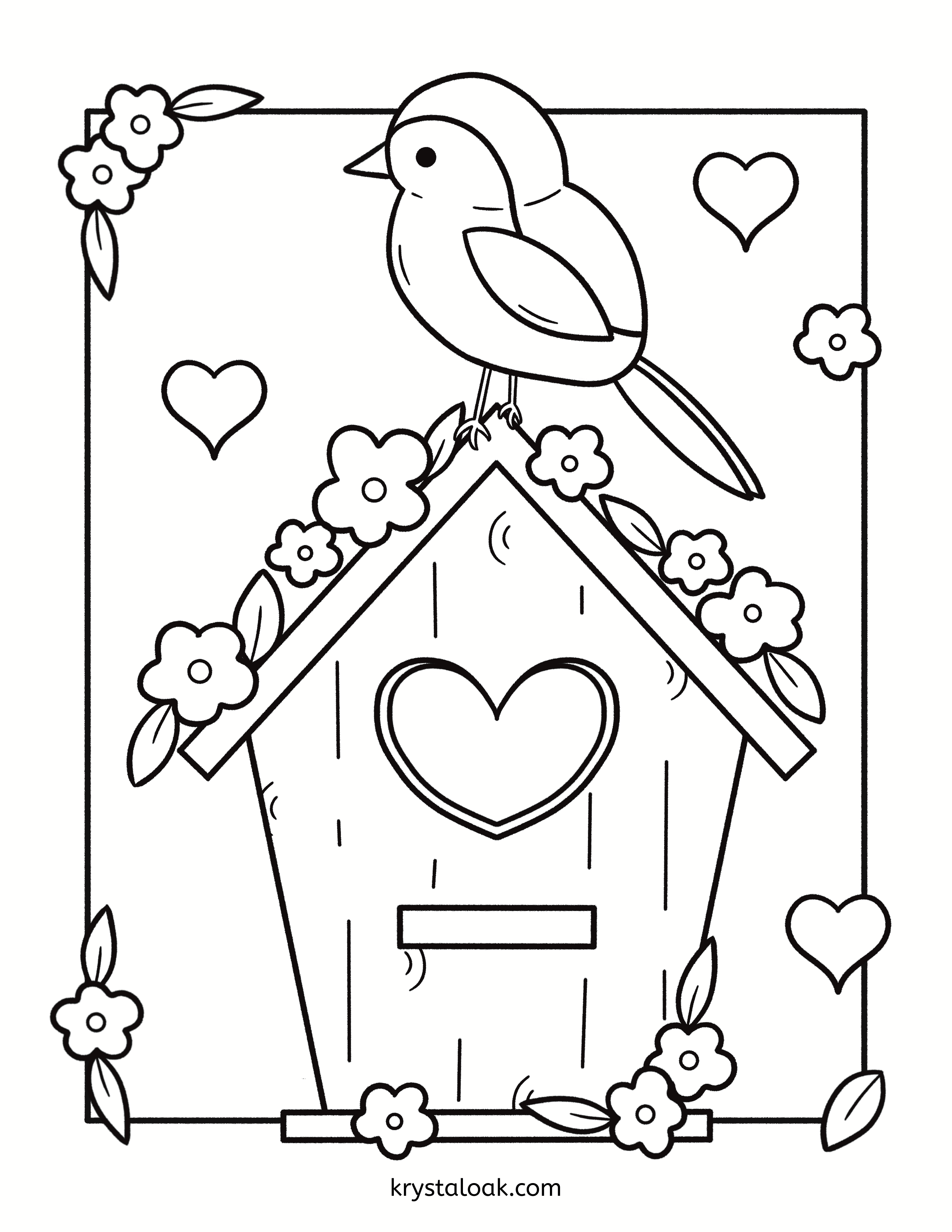 Preview of Spring Birdhouse coloring page