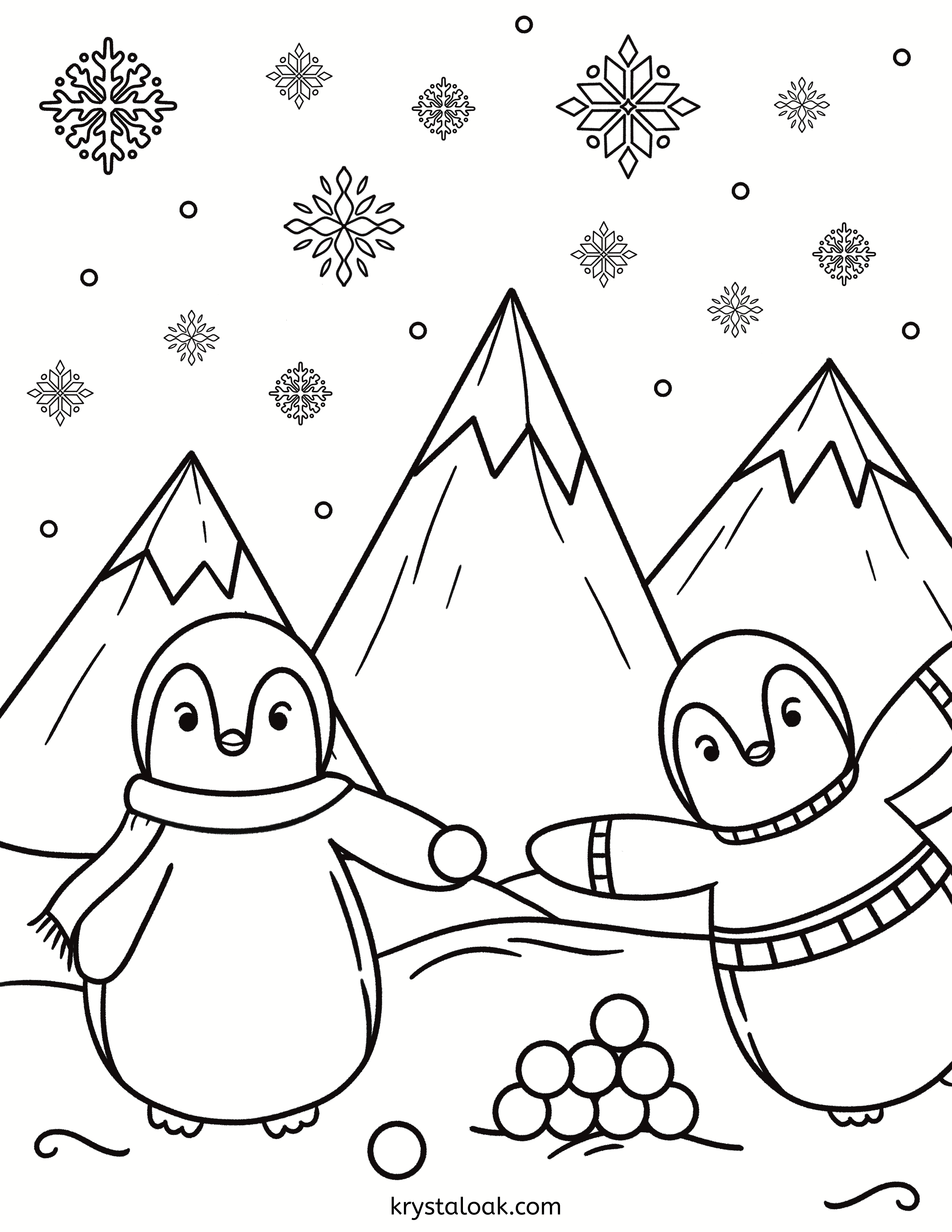 Preview of Snow Penguins coloring page