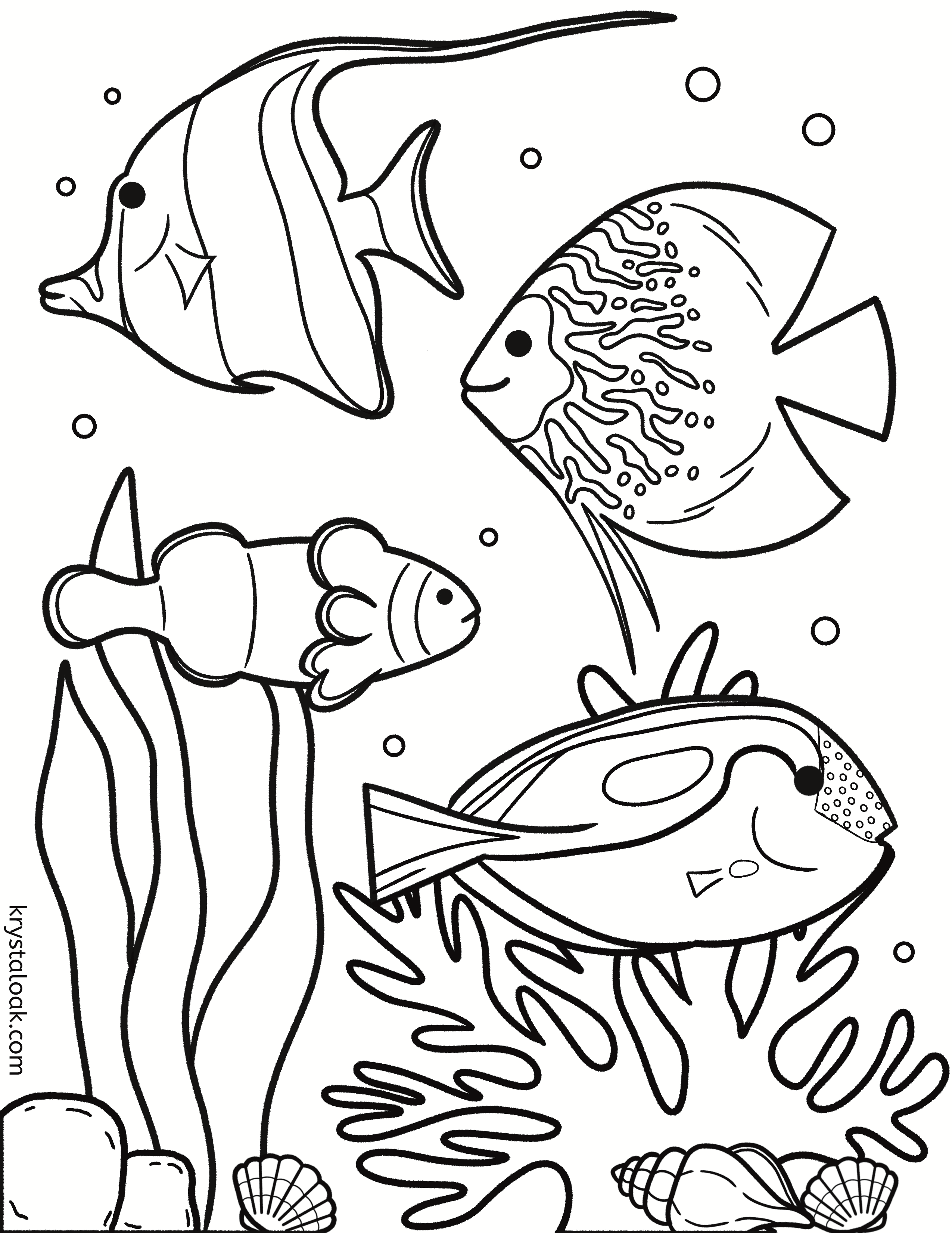 Preview of Tropical Ocean Fish coloring page